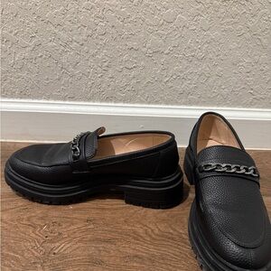 Black Loafers with Chain Detail